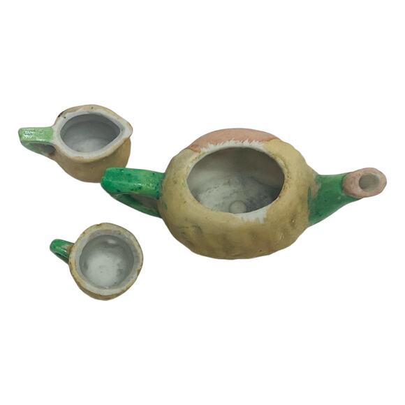 3 Pc Set 1920's Japan Kewpie Doll Face Child's Miniature Tea Pot Cup Creamer - Picture 12 of 14